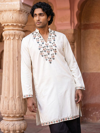 Japanese Fabric Designer Embroidered Kurta With Korean Pants