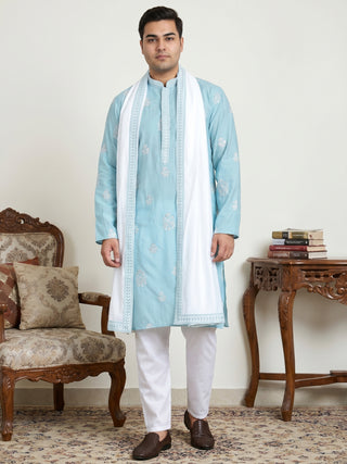 Embroidered & Sequin Kurta Pyjama With Dupatta