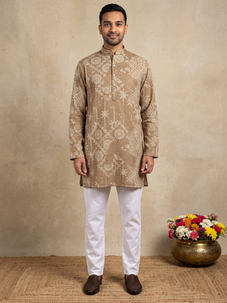 Printed Cotton Blend Kurta for Men