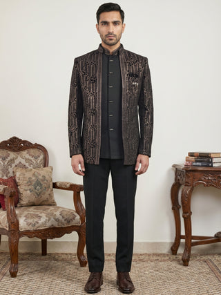 Men's Velvet Embroidered Indo-Western Set