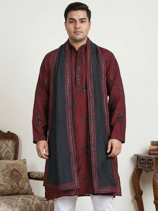 Embroidered & Sequin Kurta With Dupatta