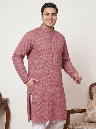 Magenta Embroidered and Sequence Kurta