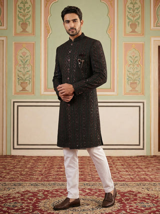 Men Embroidered Indo-Western Sherwani Set
