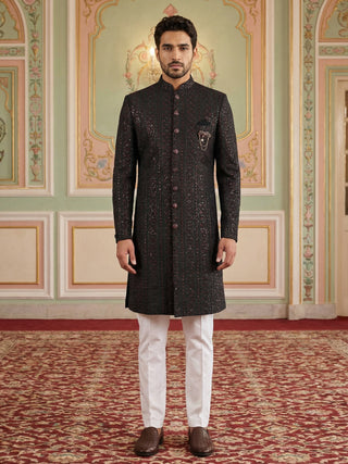 Men Embroidered Indo-Western Sherwani Set