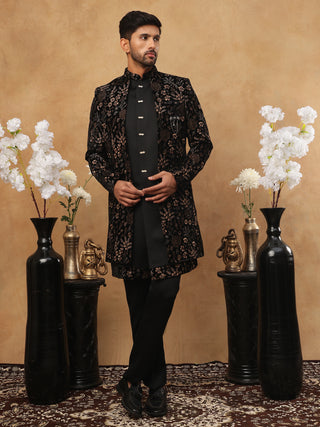 Bronze Floral Embroidery Indo Western Set
