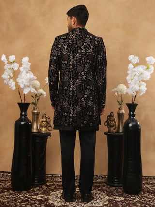 Bronze Floral Embroidery Indo Western Set