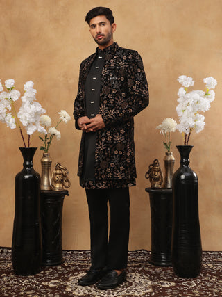Bronze Floral Embroidery Indo Western Set