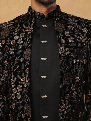 Bronze Floral Embroidery Indo Western Set