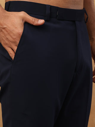 Men's Navy Blue Geometric Embroidered Indo-Western Set