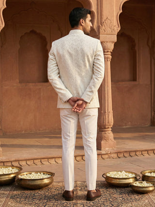 Men Embroidered Cotton Blend Indo-Western Sherwani Set