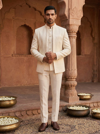 Men Embroidered Cotton Blend Indo-Western Sherwani Set