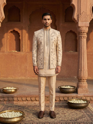 Men Embroidered Cotton Blend Indo-Western Set
