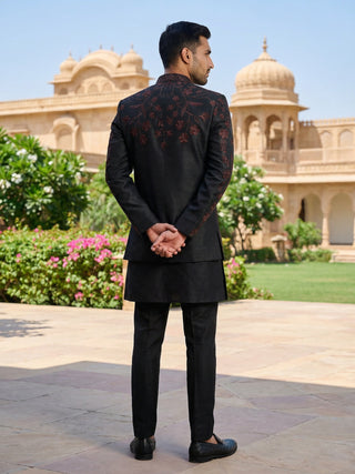 Men Embroidered Cotton Blend Indo-Western Set