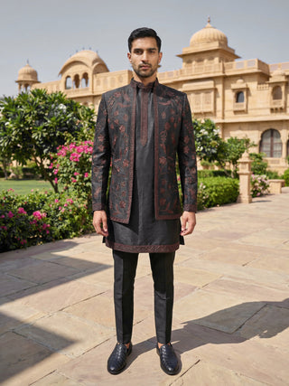 Men Embroidered Cotton Blend Indo-Western Set