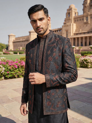 Men Embroidered Cotton Blend Indo-Western Set