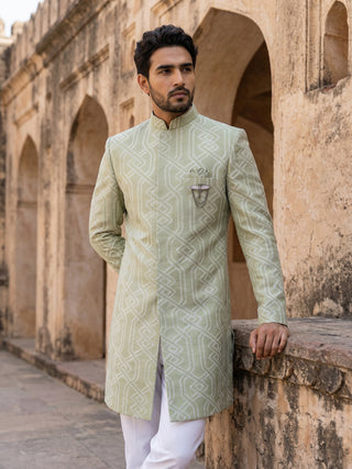 Jacquard Silk Sherwani Set