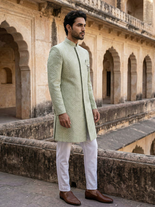 Jacquard Silk Sherwani Set