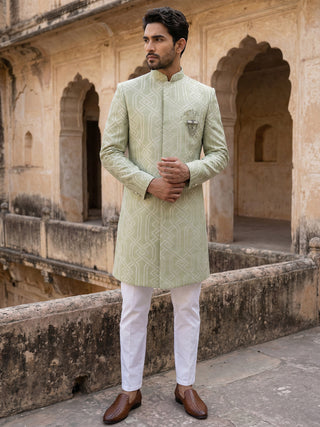 Jacquard Silk Sherwani Set