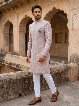 Jacquard Silk Sherwani Set