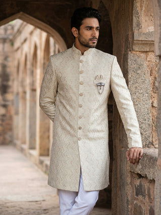 Jacquard Silk Sherwani Set