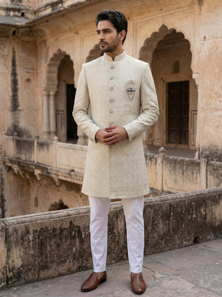 Jacquard Silk Sherwani Set