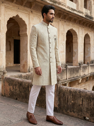 Jacquard Silk Sherwani Set