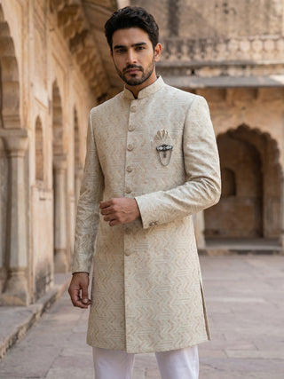 Jacquard Silk Sherwani Set