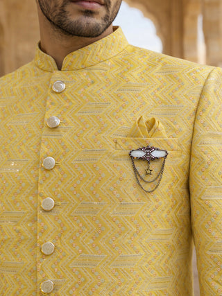 Jacquard Silk Sherwani Set