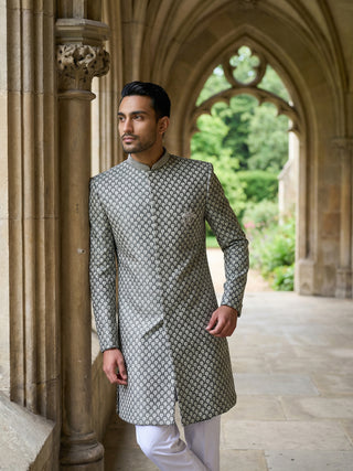 Men Premium Woven Design Sherwani Set