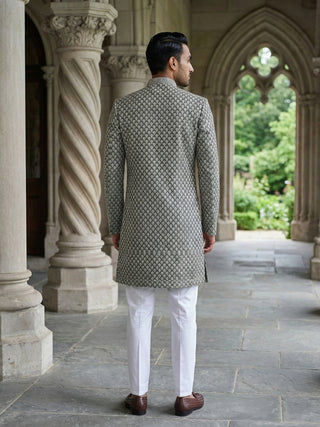Men Premium Woven Design Sherwani Set