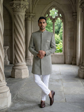 Men Premium Woven Design Sherwani Set