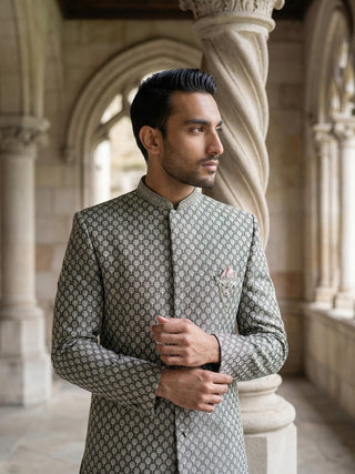Men Premium Woven Design Sherwani Set