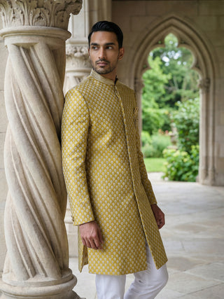 Men Premium Woven Design Sherwani Set