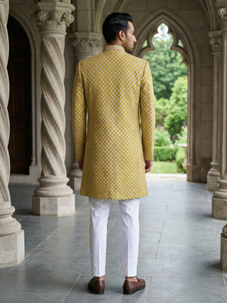 Men Premium Woven Design Sherwani Set