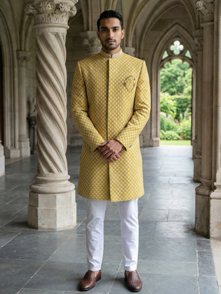 Men Premium Woven Design Sherwani Set