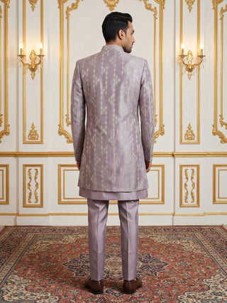 Men Silk Blend Embroidered Sherwani Set