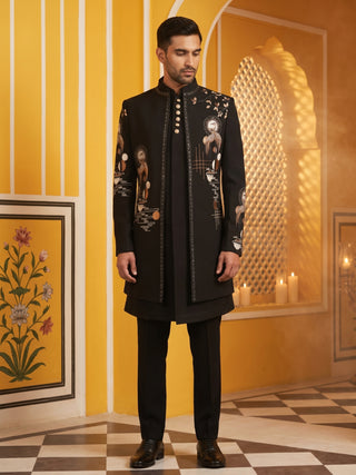Japanese Fabric Embroidered Sherwani Set