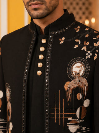 Japanese Fabric Embroidered Sherwani Set