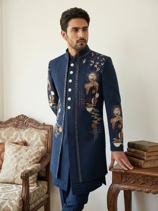 Japanese Fabric Embroidered Sherwani Set