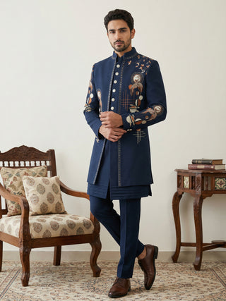 Japanese Fabric Embroidered Sherwani Set