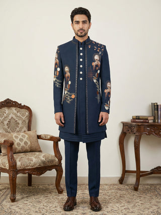 Japanese Fabric Embroidered Sherwani Set
