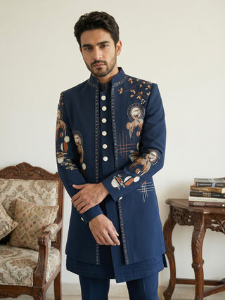 Japanese Fabric Embroidered Sherwani Set