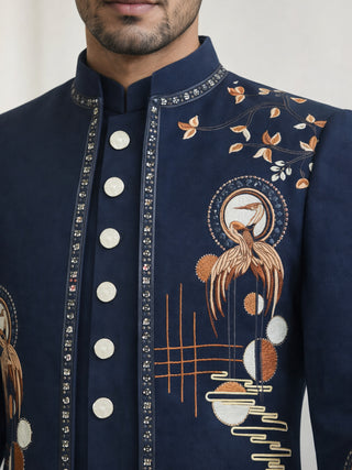 Japanese Fabric Embroidered Sherwani Set