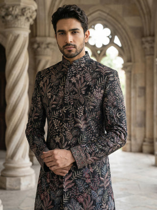 Ethnic Velvet Embroidered Sherwani Set