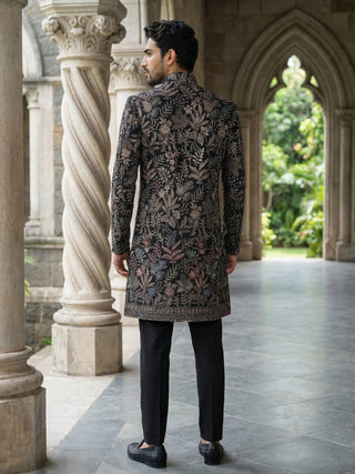Ethnic Velvet Embroidered Sherwani Set
