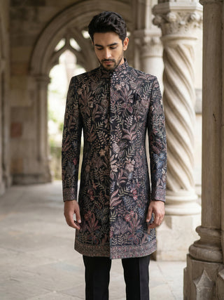 Ethnic Velvet Embroidered Sherwani Set