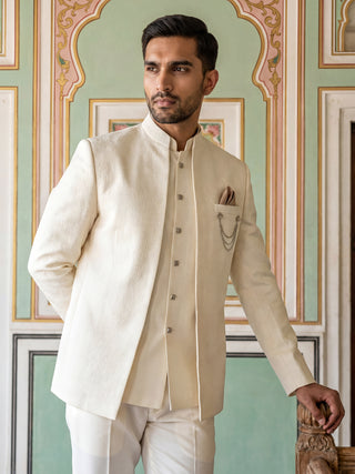 Cotton Blend Textured Indo-Western Set