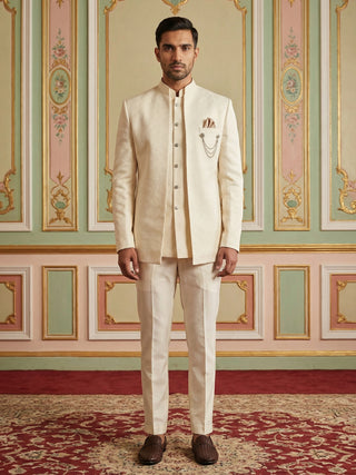 Cotton Blend Textured Indo-Western Set