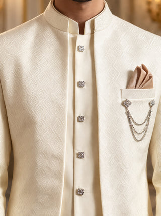 Cotton Blend Textured Indo-Western Set