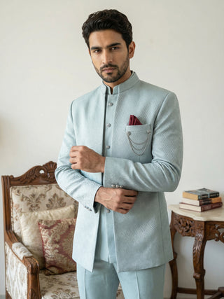 Cotton Blend Textured Indo-Western Set